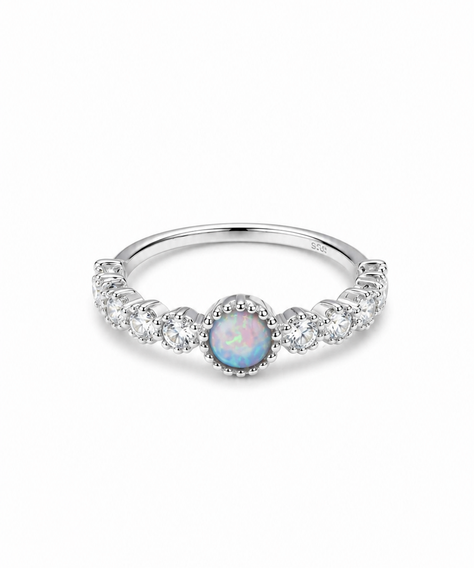 💎 Anillo Plata 925 con Ópalo y Circonias