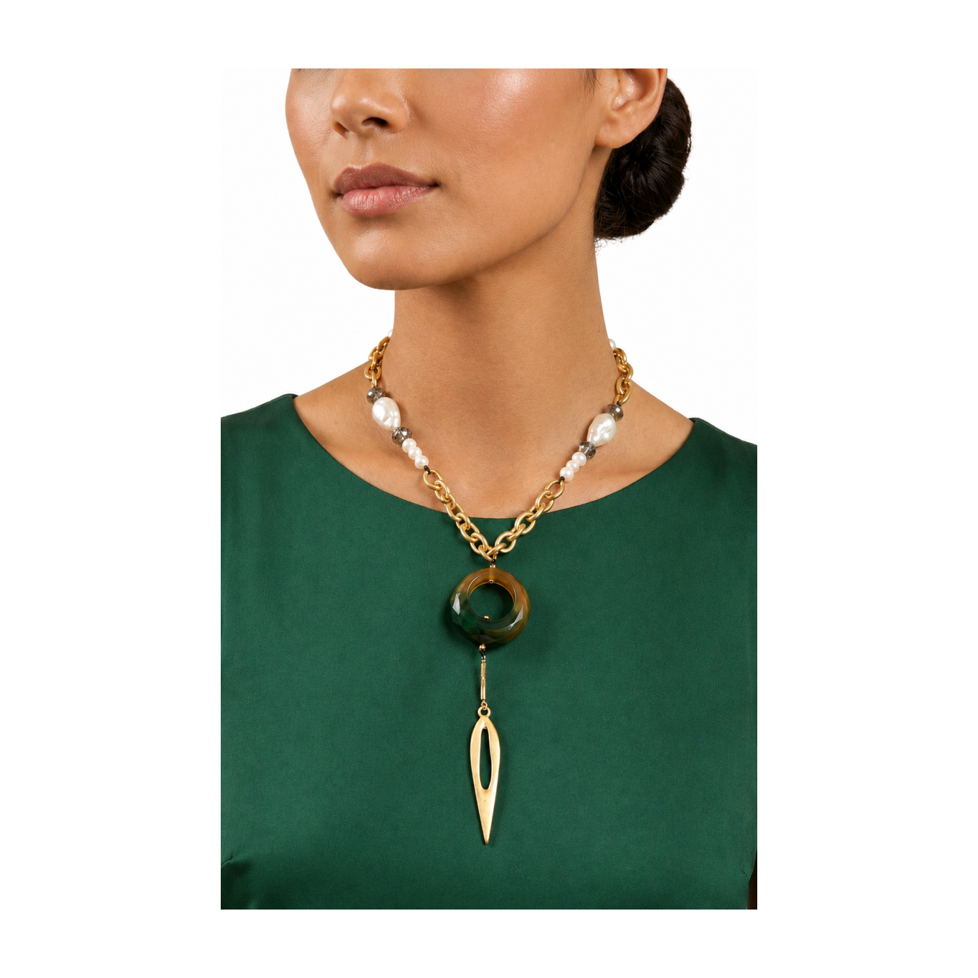 💚✨ Collar Largo de Piedras Naturales y Perlas foto 4